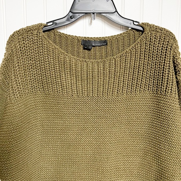 360 Sweater Olive Green Emilia Lace Up Sweater Boatneck Medium M - Picture 4 of 7